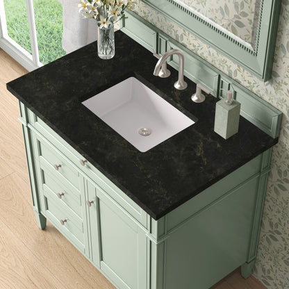 James Martin Vanities Brittany 36" Sage Green Single Vanity With 3 CM Phantome Eclos Top