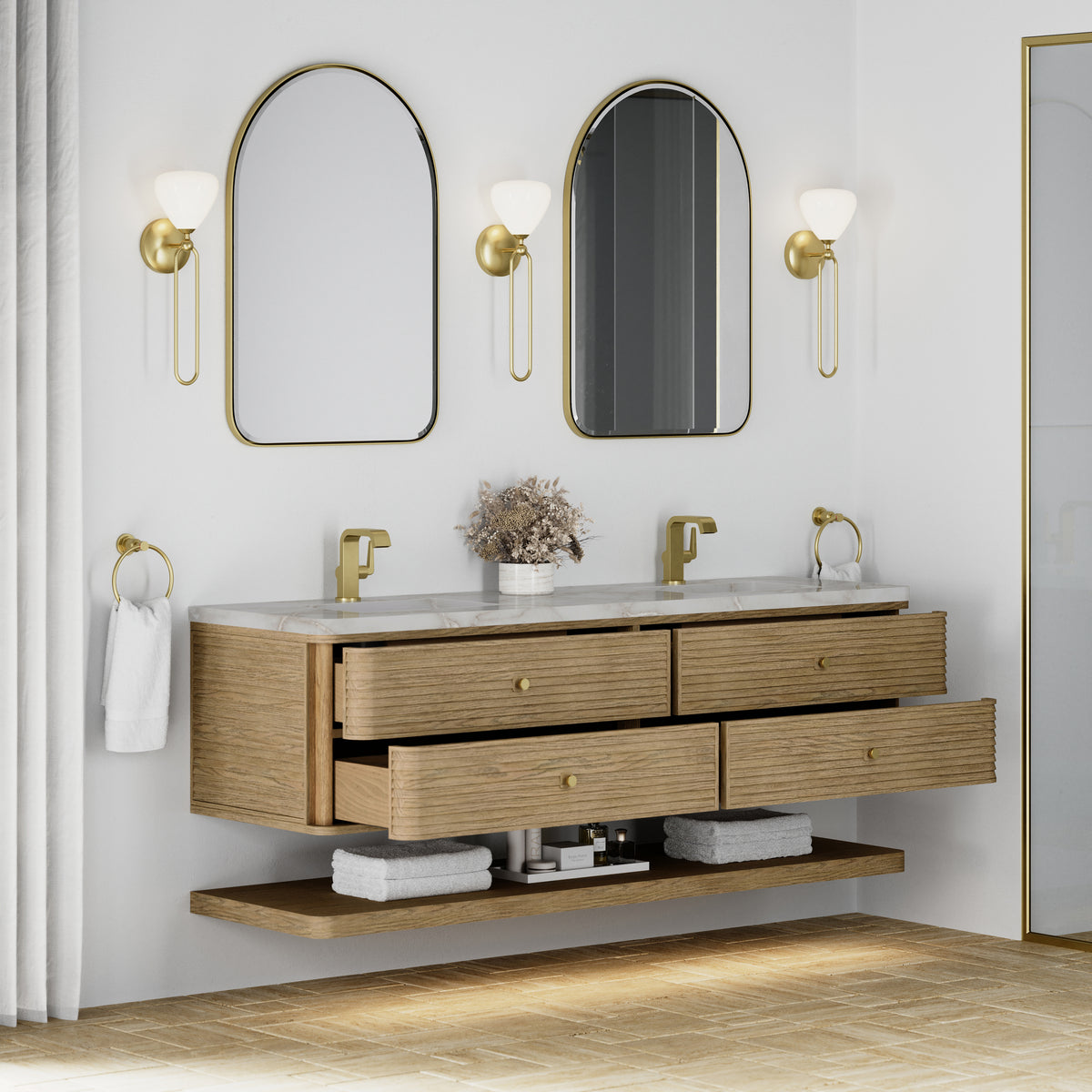 James Martin Vanities Allamari 72" Dune Mist Double Vanity With Single Hole 3 CM Victorian Silver Silestone Top
