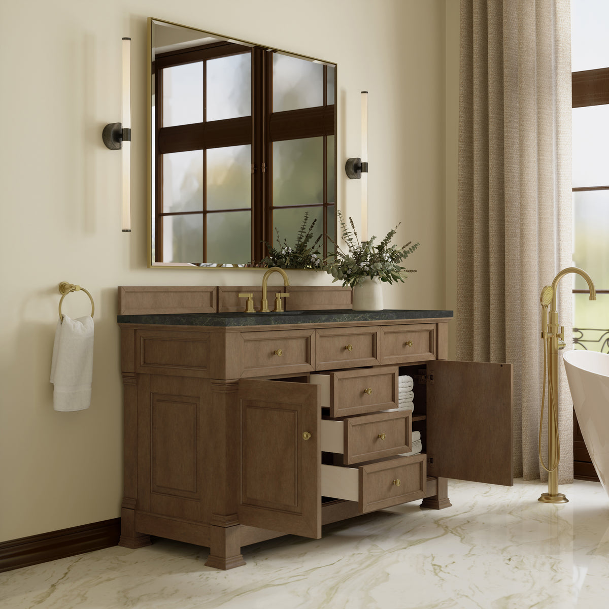 James Martin Vanities Brookfield 60" Pecan Single Vanity With 3 CM Phantome Eclos Top