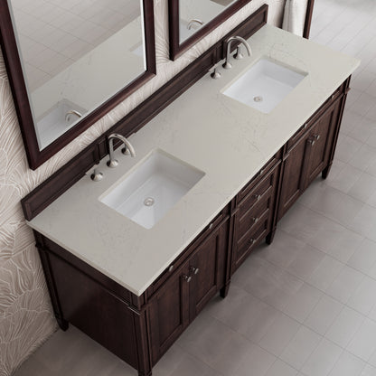 James Martin Vanities Brittany 72" Burnished Mahogany Double Vanity With 3 CM Siberian Silestone Top