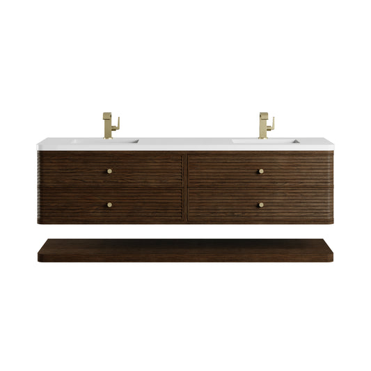 James Martin Vanities Allamari 72" Sable Double Vanity With Single Hole 3 CM White Zeus Silestone Top