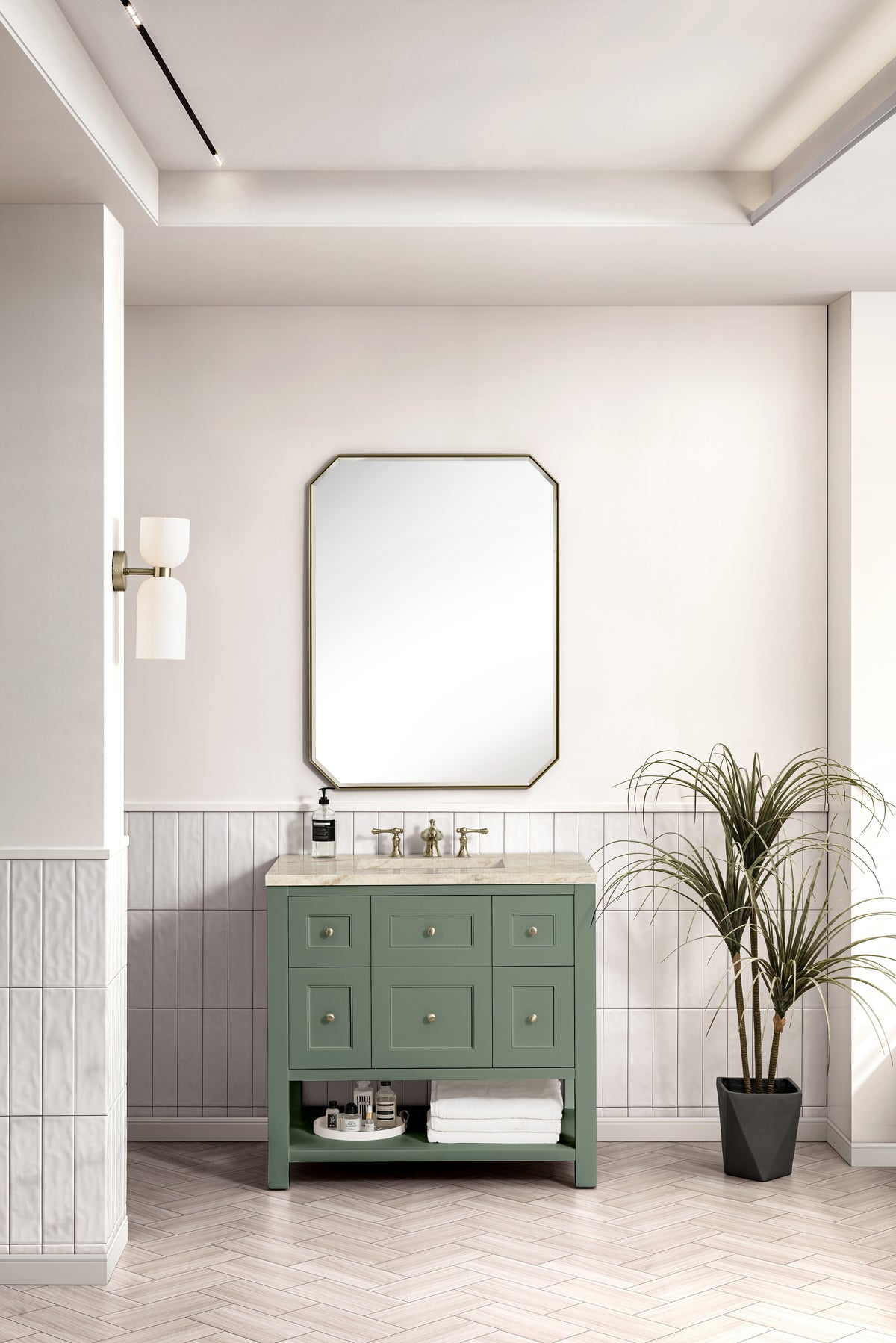 James Martin Vanities Breckenridge 36" Smokey Celadon Single Vanity With 3cm Tajnar Eclos Top