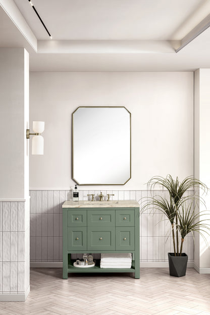 James Martin Vanities Breckenridge 36" Smokey Celadon Single Vanity With 3cm Tajnar Eclos Top