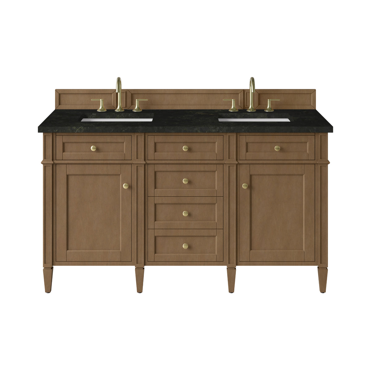 James Martin Vanities Brittany 60" Pecan Double Vanity With 3 CM Phantome Eclos Top