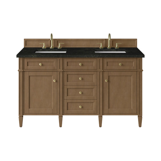 James Martin Vanities Brittany 60" Pecan Double Vanity With 3 CM Phantome Eclos Top