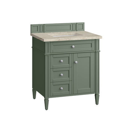 James Martin Vanities Brittany 30" Smokey Celadon Single Vanity With 3 CM Tajnar Eclos Top