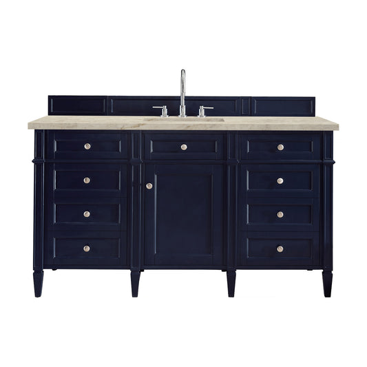 James Martin Vanities Brittany 60" Victory Blue Single Vanity With 3 CM Tajnar Eclos Top