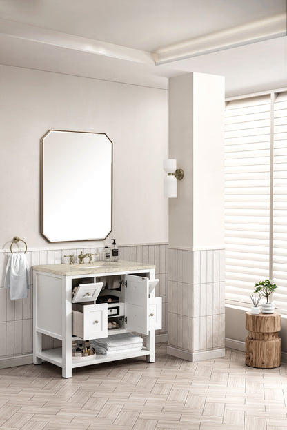 James Martin Vanities Breckenridge 36" Bright White Single Vanity With 3cm Tajnar Eclos Top