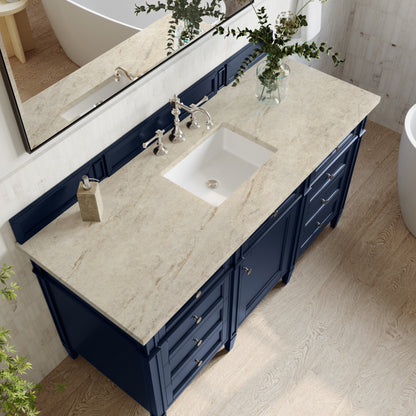 James Martin Vanities Brittany 60" Victory Blue Single Vanity With 3 CM Tajnar Eclos Top