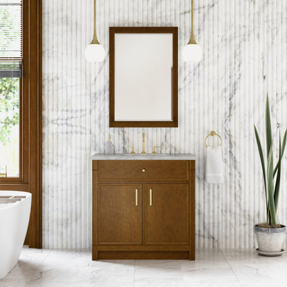 James Martin Vanities Bellshire 36" Honey Oak Single Vanity With 3 CM Victorian Silver Silestone Top