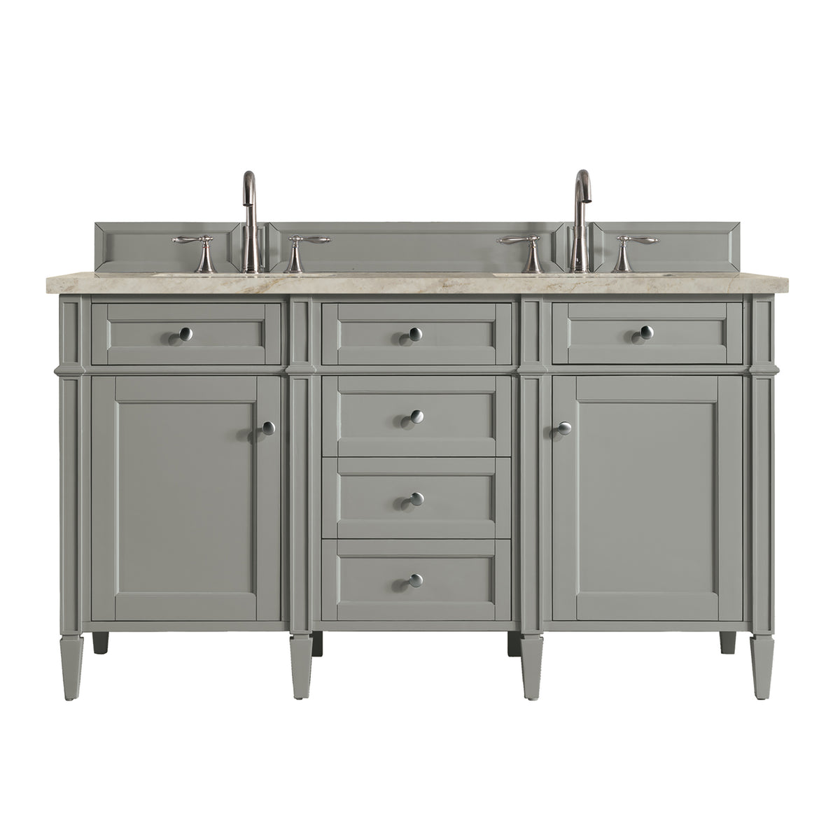 James Martin Vanities Brittany 60" Urban Gray Double Vanity With 3 CM Tajnar Eclos Top