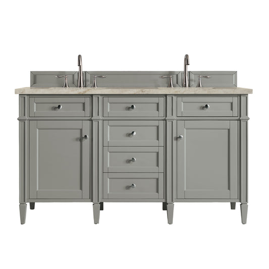 James Martin Vanities Brittany 60" Urban Gray Double Vanity With 3 CM Tajnar Eclos Top