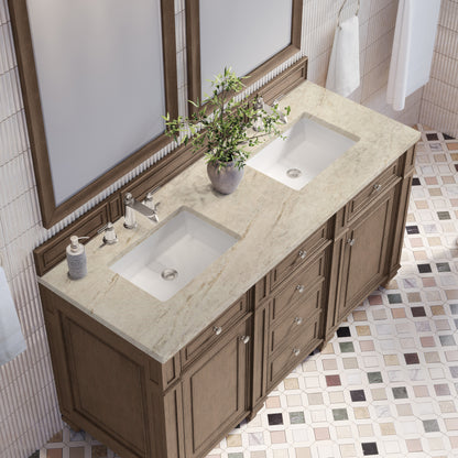 James Martin Vanities Bristol 60" Whitewashed Walnut Double Vanity With 3 CM Tajnar Eclos Top