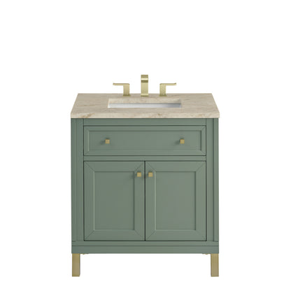 James Martin Vanities Chicago 30" Smokey Celadon Single Vanity With 3 CM Tajnar Eclos Top