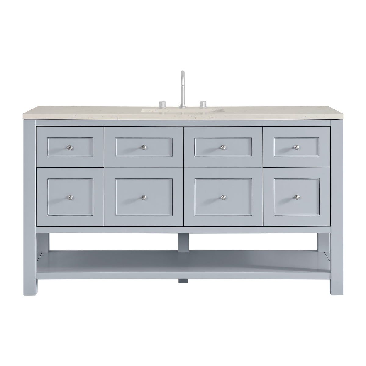 James Martin Vanities Breckenridge 60" Serenity Blue Single Vanity With 3cm Siberian Silestone Top