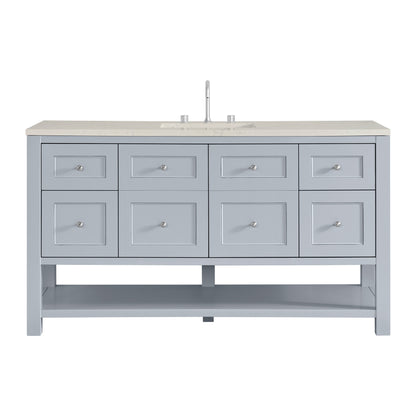 James Martin Vanities Breckenridge 60" Serenity Blue Single Vanity With 3cm Siberian Silestone Top