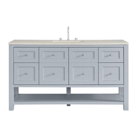 James Martin Vanities Breckenridge 60" Serenity Blue Single Vanity With 3cm Siberian Silestone Top
