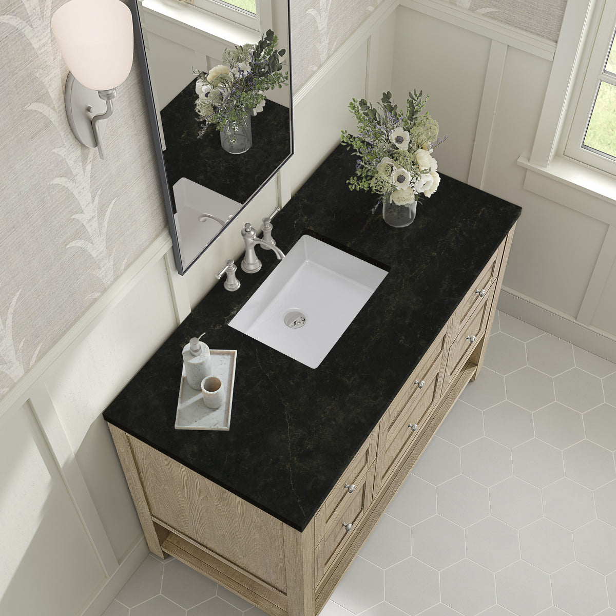 James Martin Vanities Breckenridge 48" Whitewashed Oak Single Vanity With 3cm Phantome Eclos Top