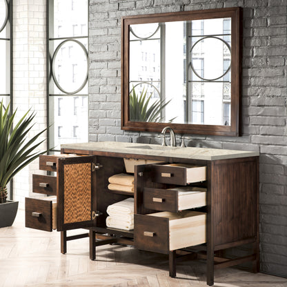 James Martin Vanities Addison 60" Mid-Century Acacia Single Vanity With 3 CM Tajnar Eclos Top