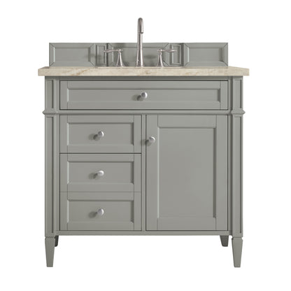 James Martin Vanities Brittany 36" Urban Gray Single Vanity With 3 CM Tajnar Eclos Top