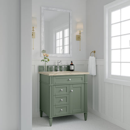 James Martin Vanities Brittany 30" Smokey Celadon Single Vanity With 3 CM Tajnar Eclos Top