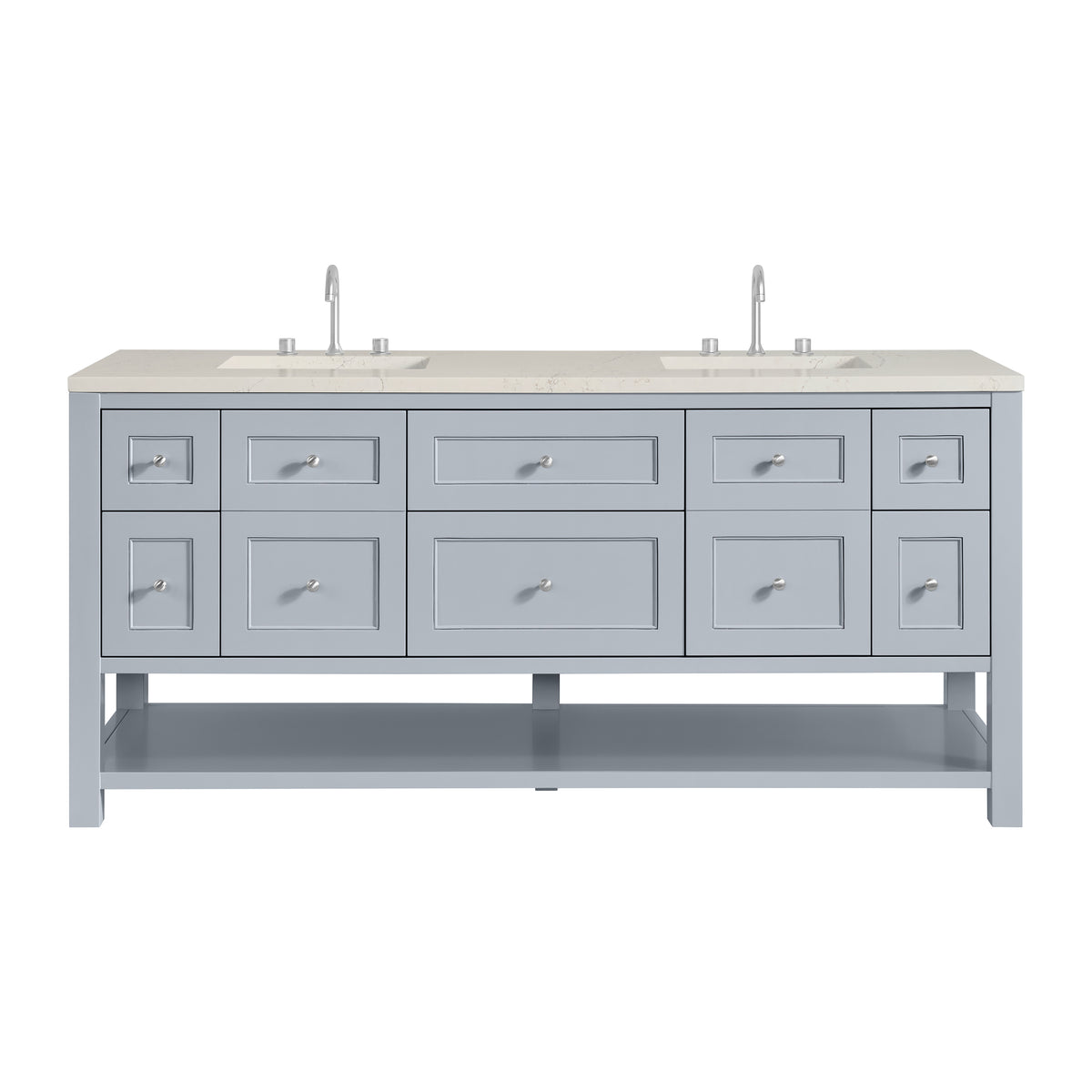 James Martin Vanities Breckenridge 72" Serenity Blue Double Vanity With 3cm Siberian Silestone Top and FreePower Wireless Charger