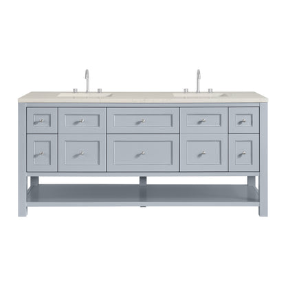 James Martin Vanities Breckenridge 72" Serenity Blue Double Vanity With 3cm Siberian Silestone Top and FreePower Wireless Charger