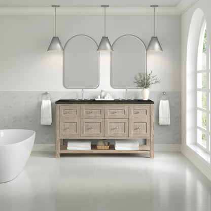 James Martin Vanities Breckenridge 60" Whitewashed Oak Double Vanity With 3cm Phantome Eclos Top