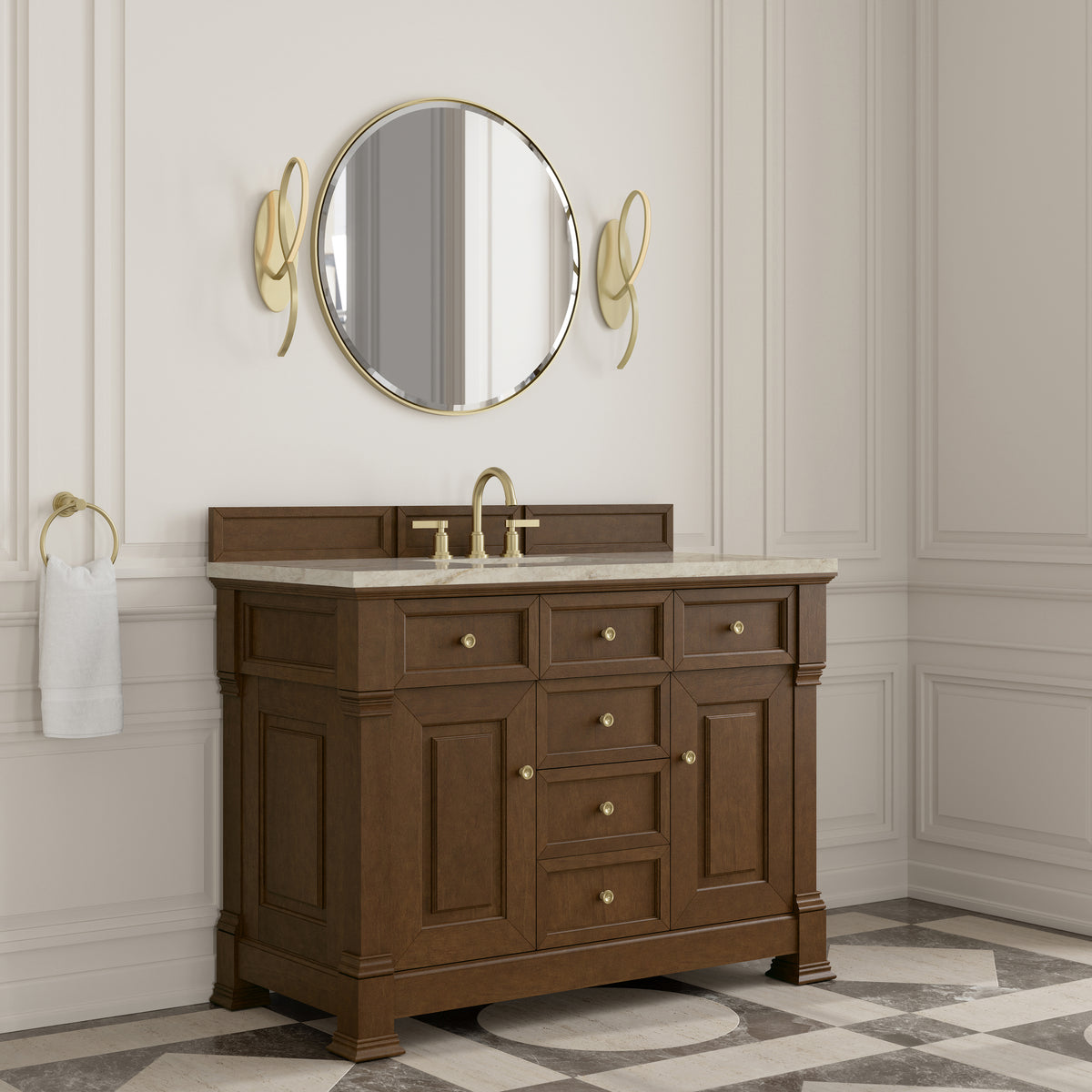 James Martin Vanities Brookfield 48" Honey Oak Single Vanity With 3 CM Tajnar Eclos Top