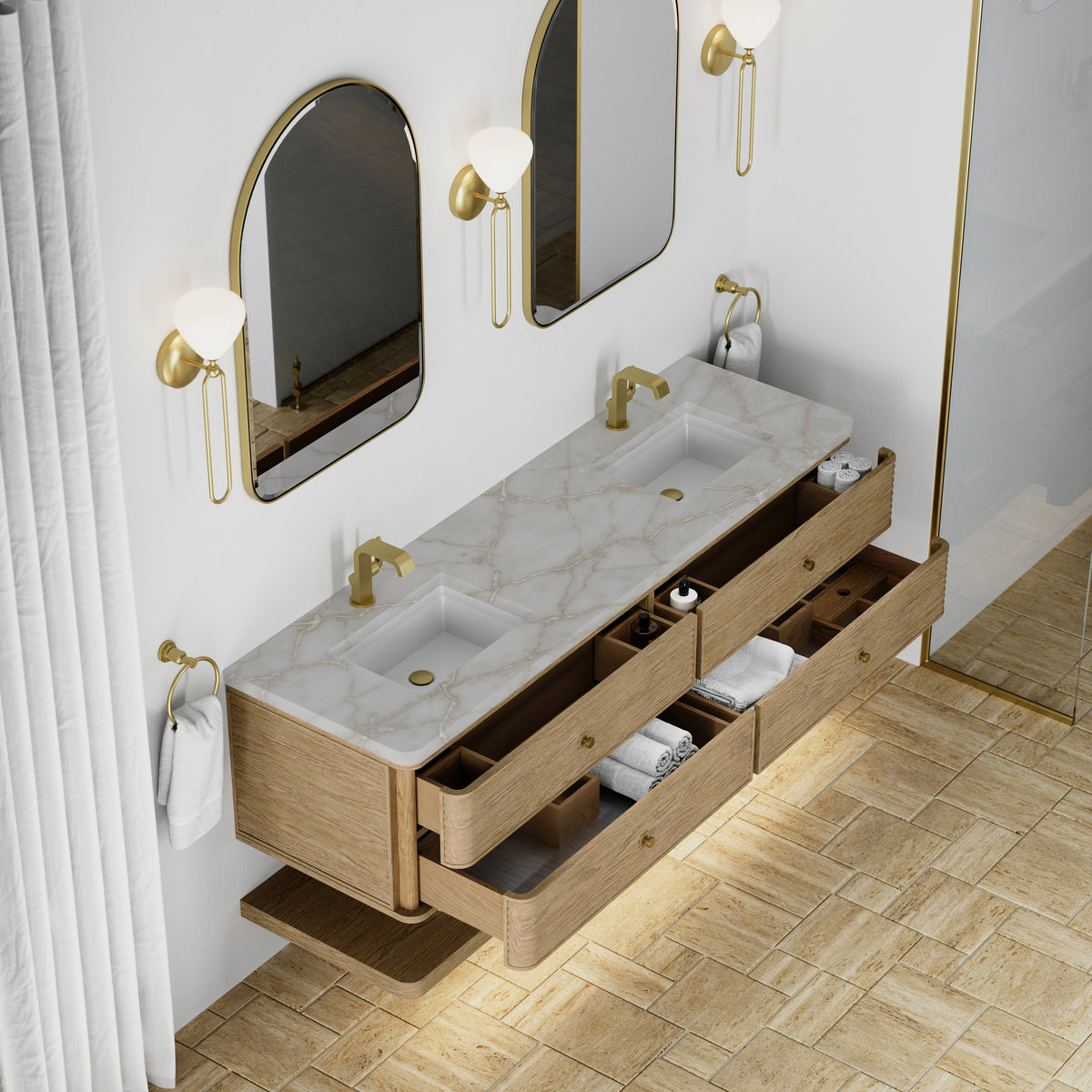 James Martin Vanities Allamari 72" Dune Mist Double Vanity With Single Hole 3 CM Victorian Silver Silestone Top
