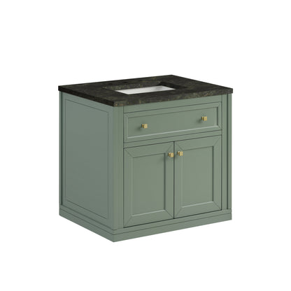 James Martin Vanities Chicago 30" Smokey Celadon Single Vanity With 3 CM Phantome Eclos Top