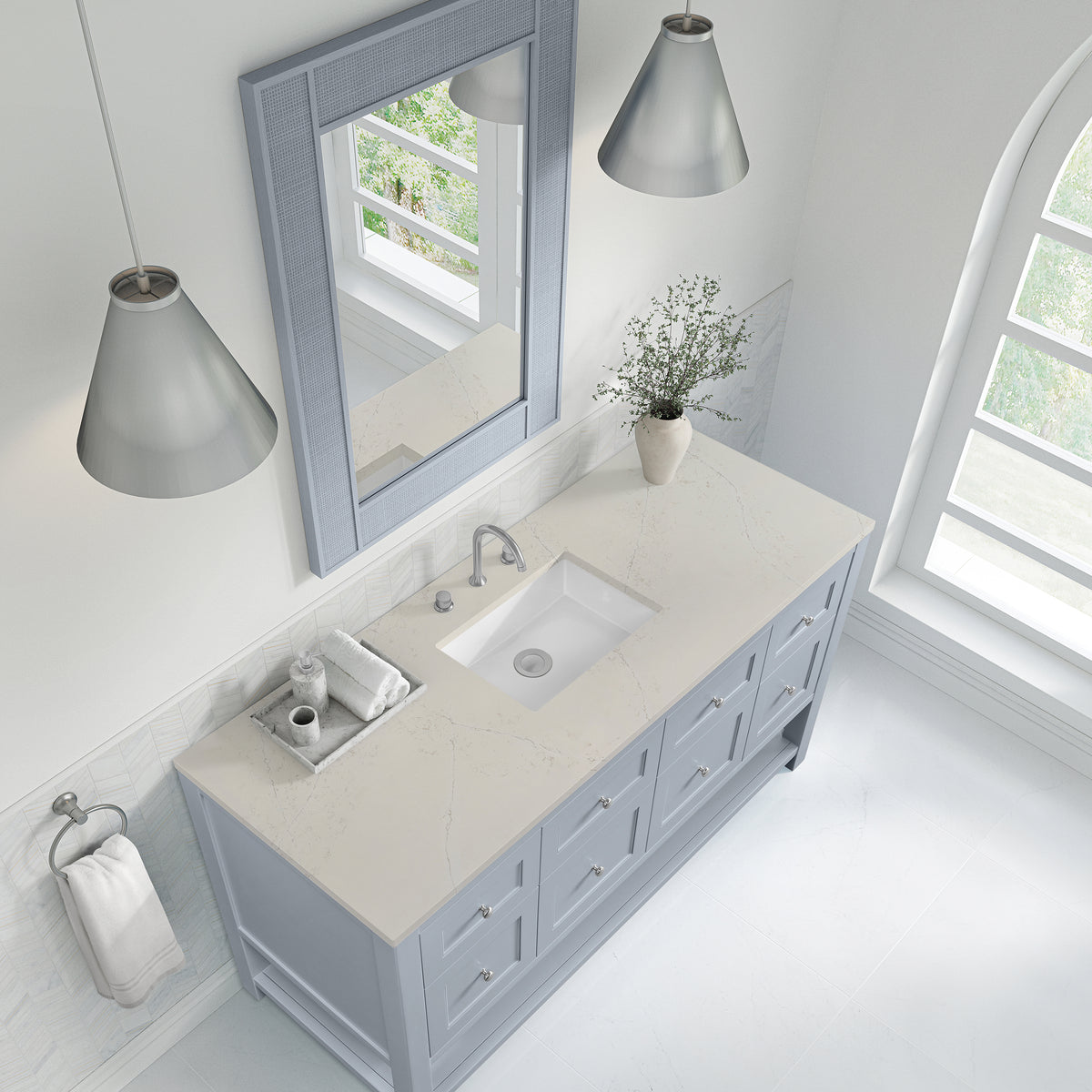James Martin Vanities Breckenridge 60" Serenity Blue Single Vanity With 3cm Siberian Silestone Top