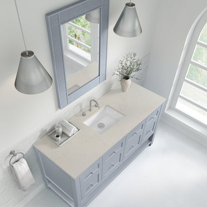 James Martin Vanities Breckenridge 60" Serenity Blue Single Vanity With 3cm Siberian Silestone Top