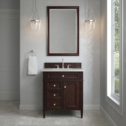 James Martin Vanities Brittany 30" Burnished Mahogany Single Vanity With 3 CM Siberian Silestone Top