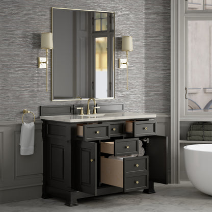 James Martin Vanities Brookfield 48" Black Onyx Single Vanity With 3 CM Siberian Silestone Top