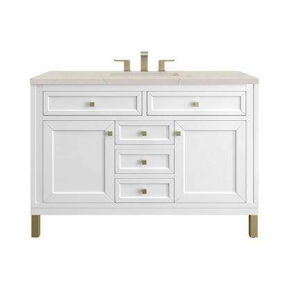 James Martin Vanities Chicago 48" Glossy White Single Vanity With 3 CM Siberian Silestone Top