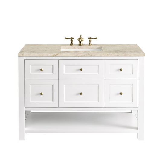 James Martin Vanities Breckenridge 48" Bright White Single Vanity With 3cm Tajnar Eclos Top