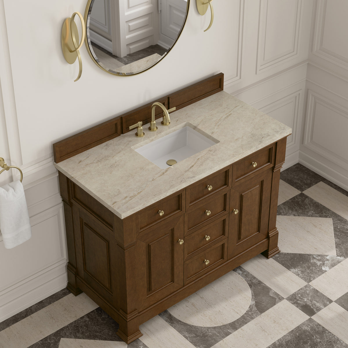 James Martin Vanities Brookfield 48" Honey Oak Single Vanity With 3 CM Tajnar Eclos Top