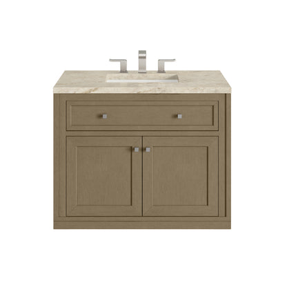 James Martin Vanities Chicago 36" Walnut Whisper Single Vanity With 3 CM Tajnar Eclos Top