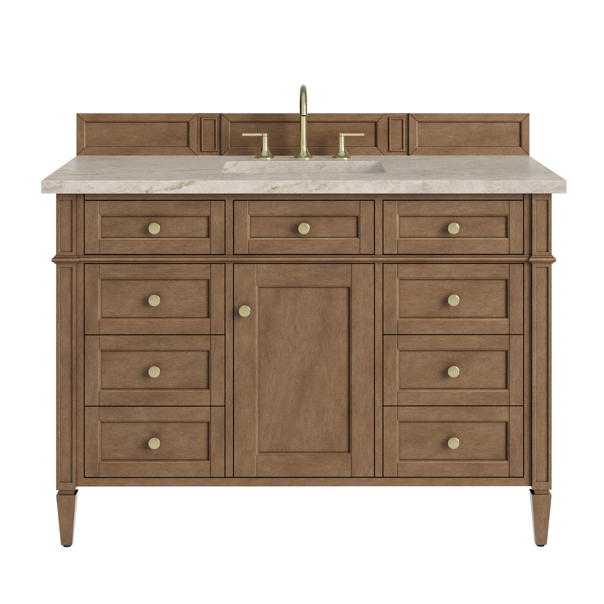 James Martin Vanities Brittany 48" Pecan Single Vanity With 3 CM Tajnar Eclos Top