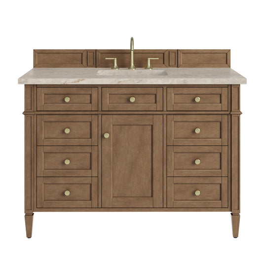 James Martin Vanities Brittany 48" Pecan Single Vanity With 3 CM Tajnar Eclos Top
