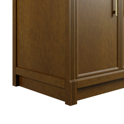 James Martin Vanities Bellshire 96" Honey Oak Dual Vanity Set With 3 cm Eternal Jasmine Pearl Silestone Top and 24" Make-Up Counter