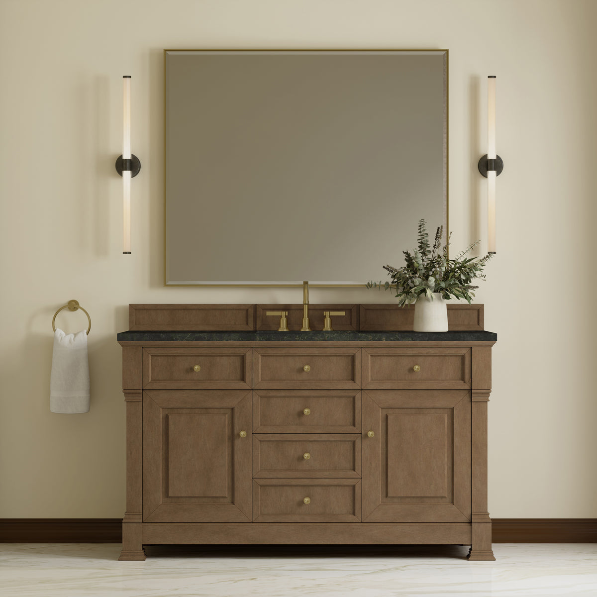 James Martin Vanities Brookfield 60" Pecan Single Vanity With 3 CM Phantome Eclos Top