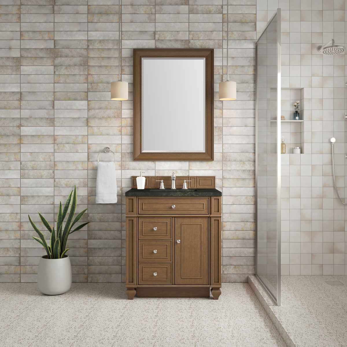 James Martin Vanities Bristol 30" Saddle Brown Single Vanity With 3 CM Phantome Eclos Top