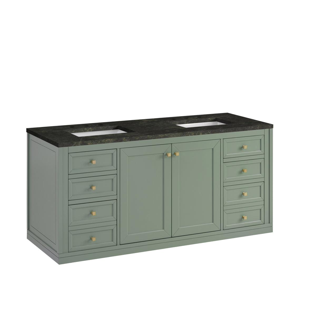 James Martin Vanities Chicago 60" Smokey Celadon Double Vanity With 3 CM Phantome Eclos Top