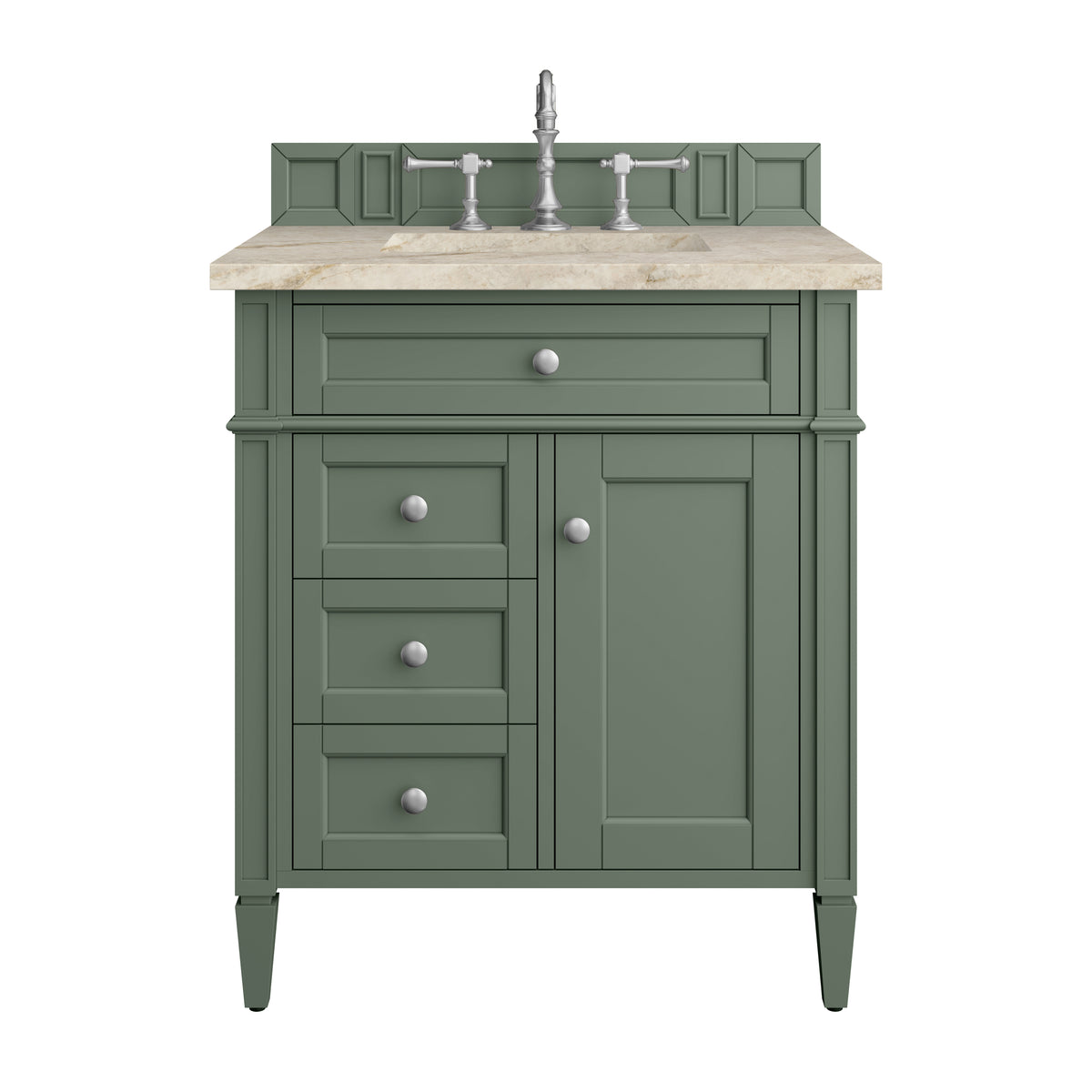 James Martin Vanities Brittany 30" Smokey Celadon Single Vanity With 3 CM Tajnar Eclos Top