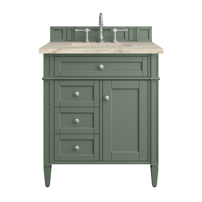 James Martin Vanities Brittany 30" Smokey Celadon Single Vanity With 3 CM Tajnar Eclos Top