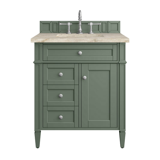 James Martin Vanities Brittany 30" Smokey Celadon Single Vanity With 3 CM Tajnar Eclos Top