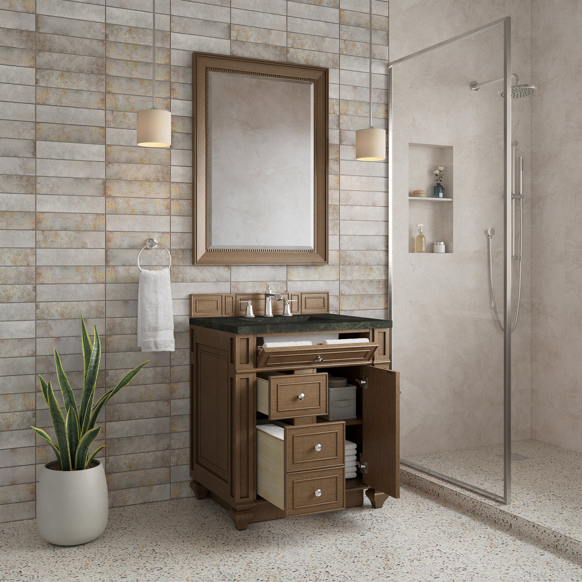James Martin Vanities Bristol 30" Saddle Brown Single Vanity With 3 CM Phantome Eclos Top