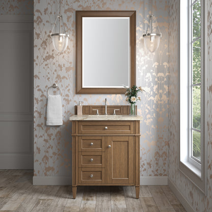 James Martin Vanities Brittany 30" Saddle Brown Single Vanity With 3 CM Tajnar Eclos Top